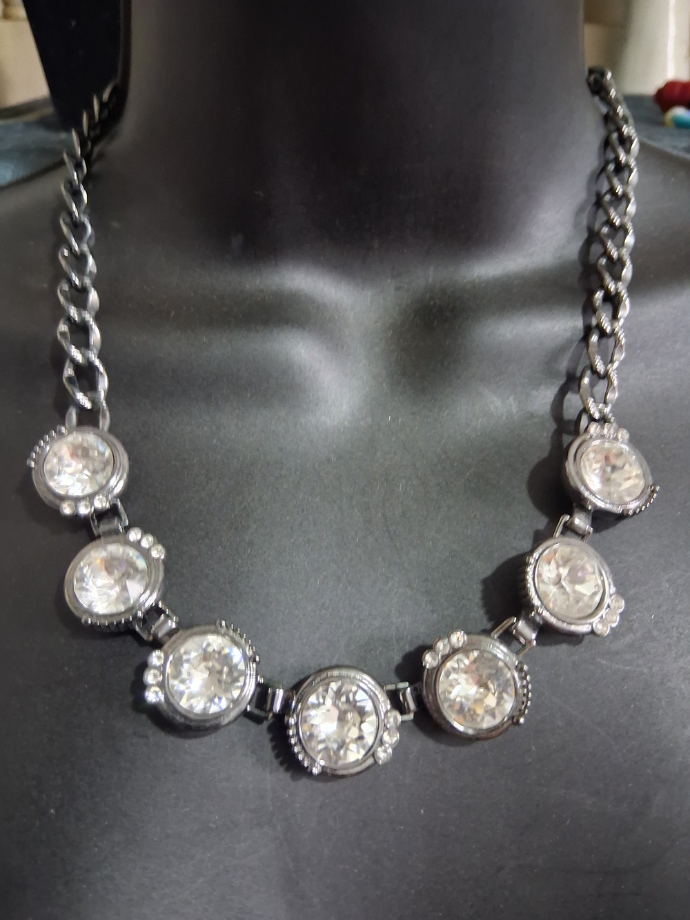 Silpada "Glamour" Swarovski Crystal Statement Necklace Hematite Finish Vintage